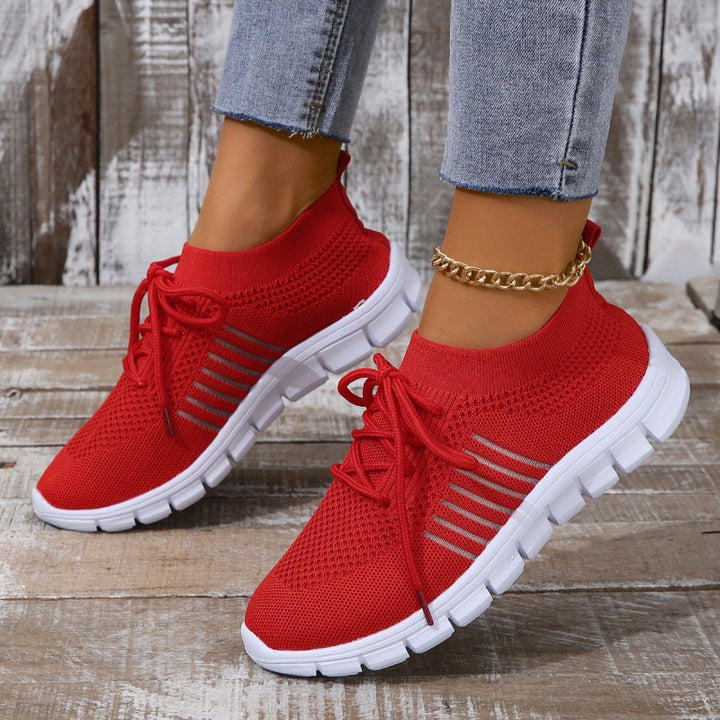 Dame åndbare sneakers med elastisk strikket overdel og skridsikker sål Stilla