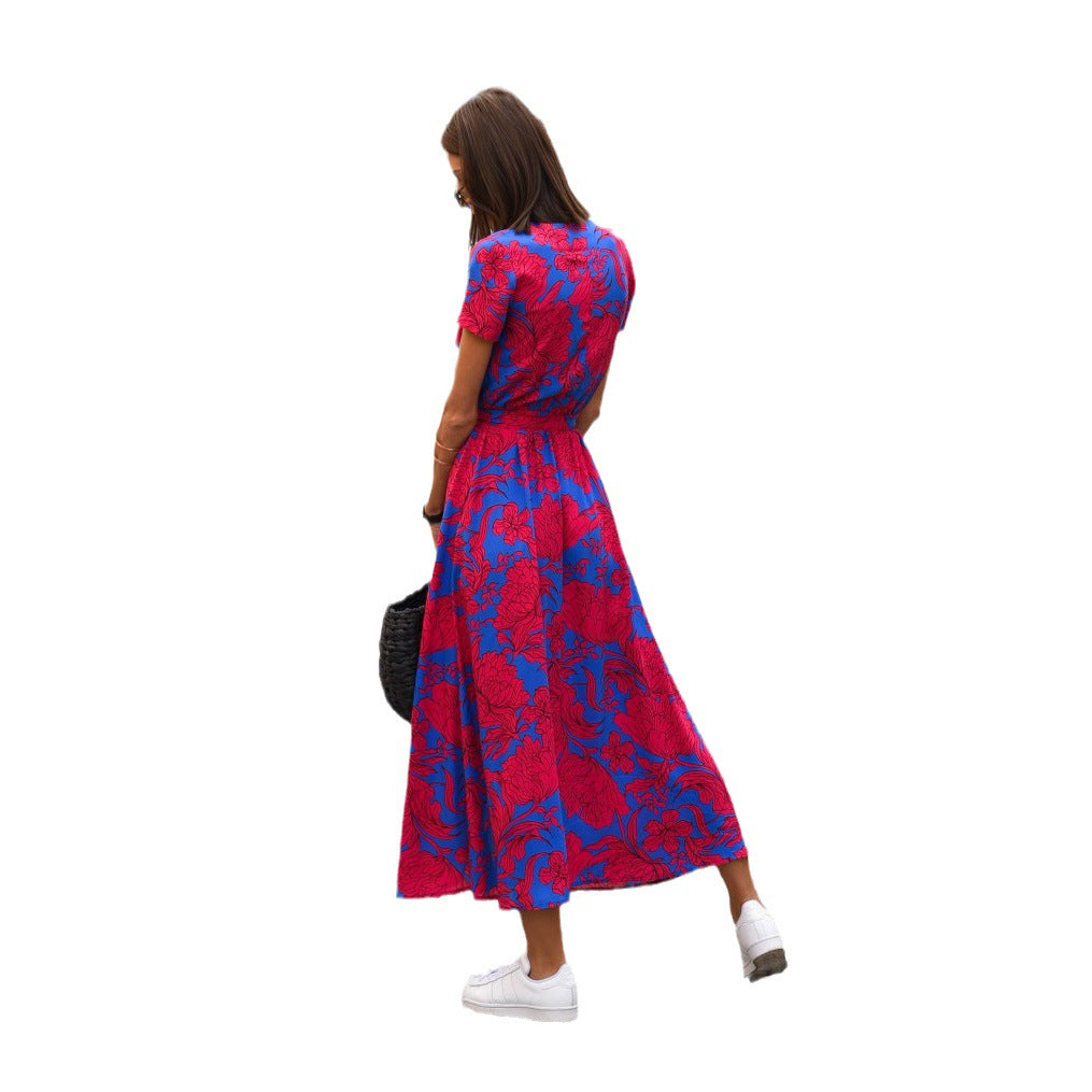 Kvinder Bohemian Floral Wrap Maxi Kjole Stilla