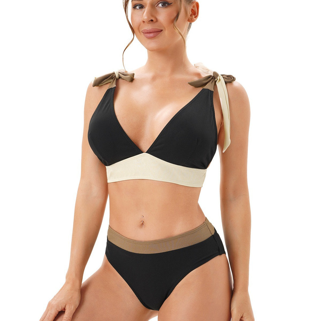 Dame Bikini-sæt med stilfulde bindebånd og elegant V-hals Stilla