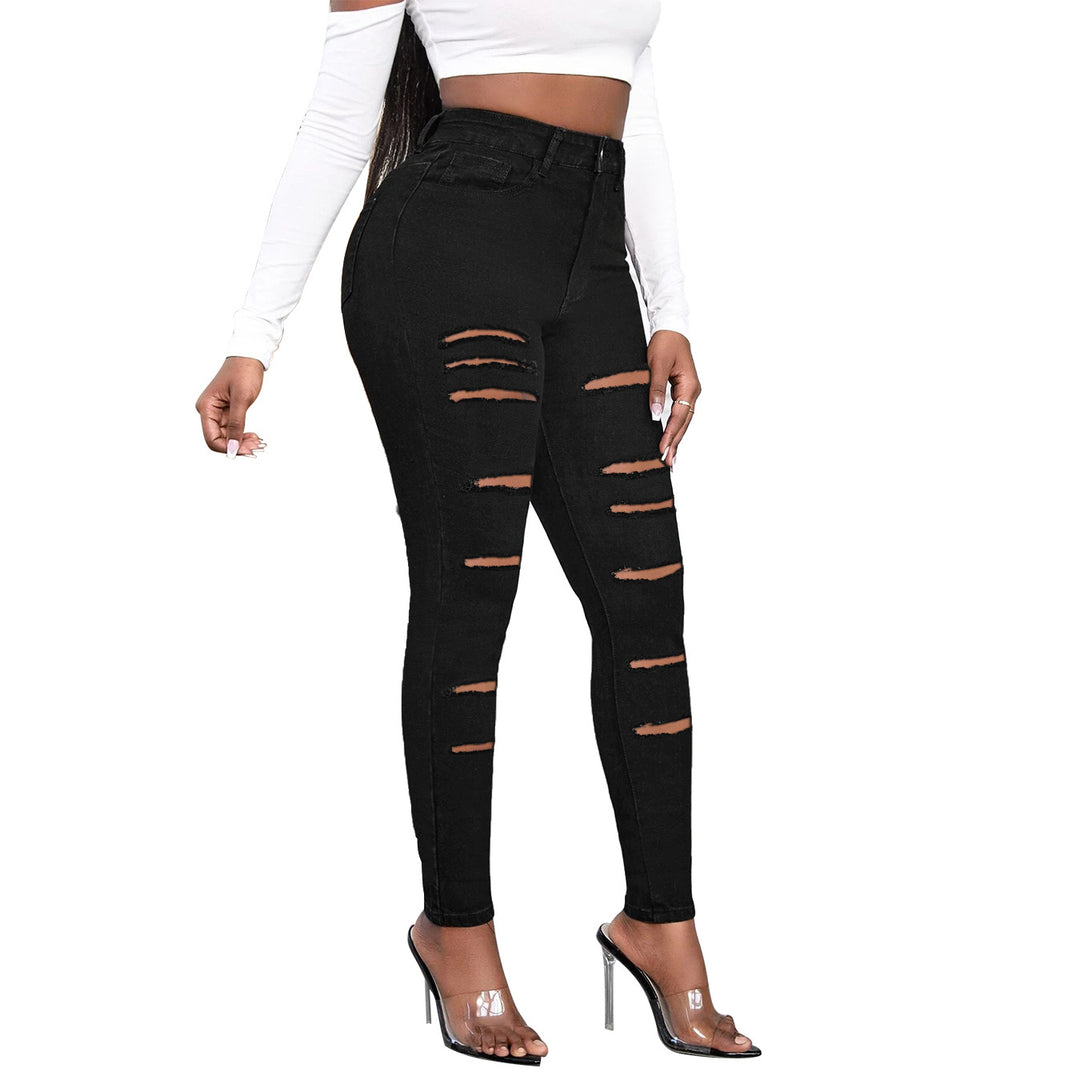 Dame Skinny Jeans med modne cut-outs og høj talje Stilla