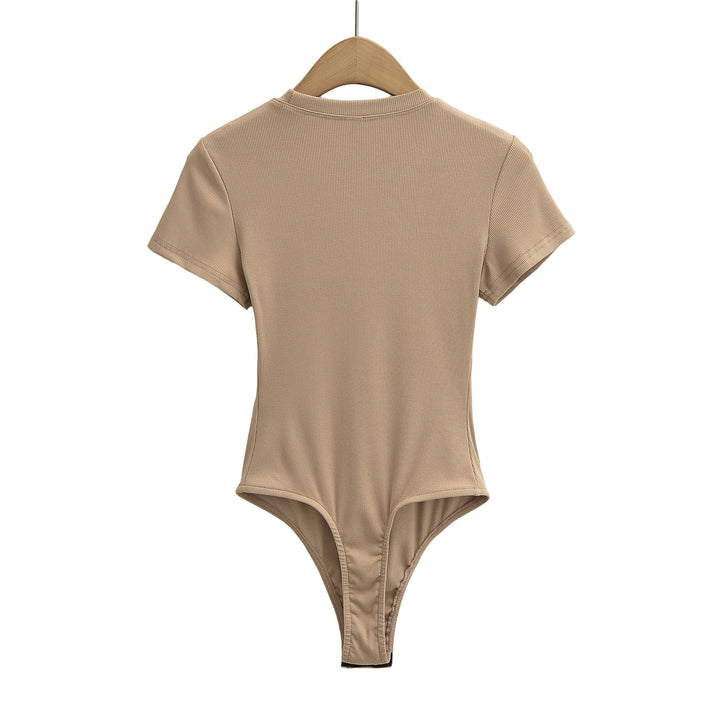 Dame figurnær Bodysuit i høj kvalitet rib-stof med kort ærme Stilla