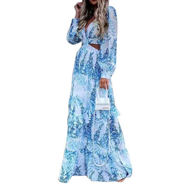 Dame Maxikjole med raffinerede cut-out-elementer og elegante ærmer Stilla