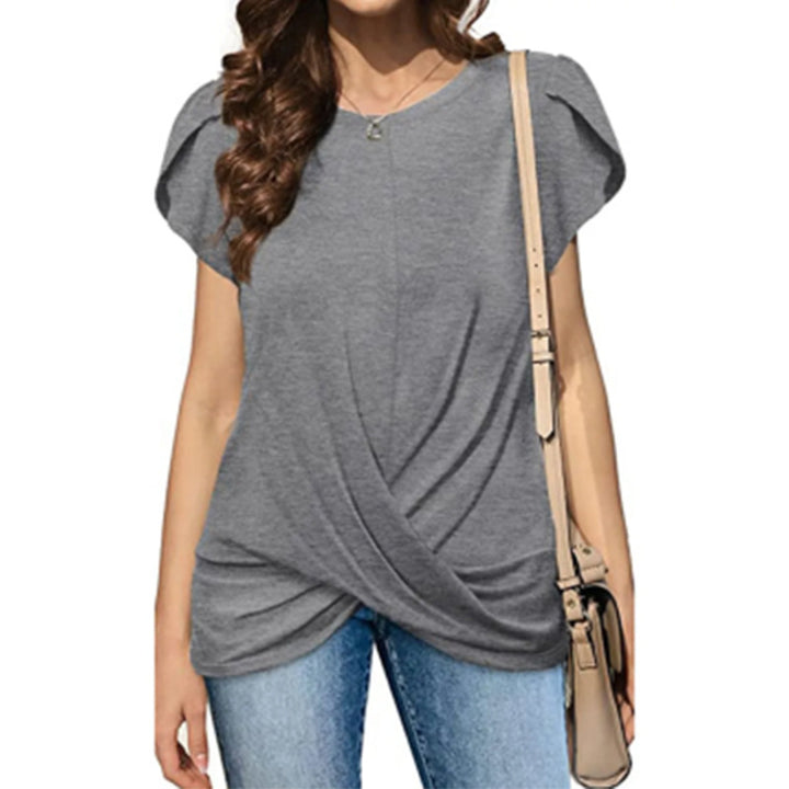 Dame afslappet T-shirt med elegant knude Stilla