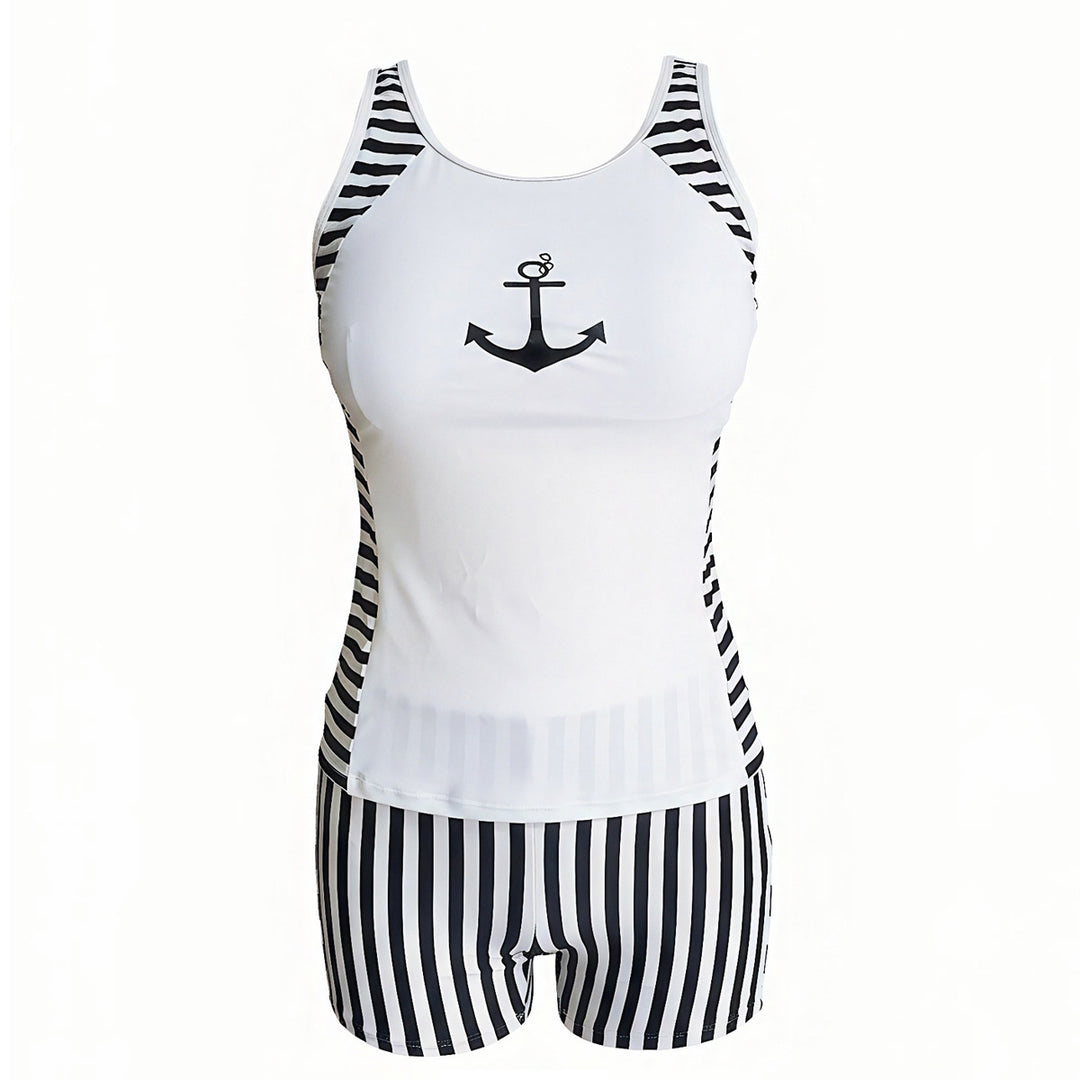 Dame sportshirt med høj talje og maritimt design Skovae