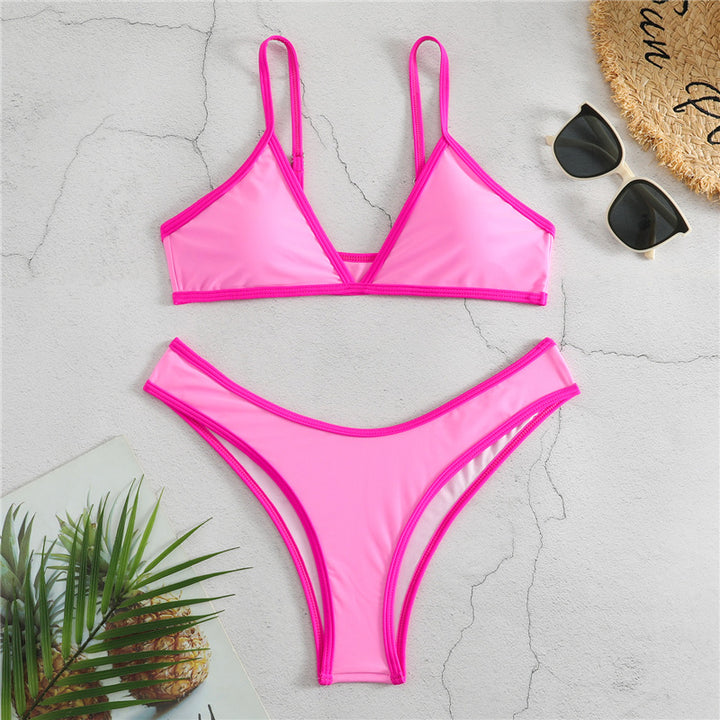 Dame Triangel-Bikini-Sæt med justerbare stropper og høj udskæring Stilla