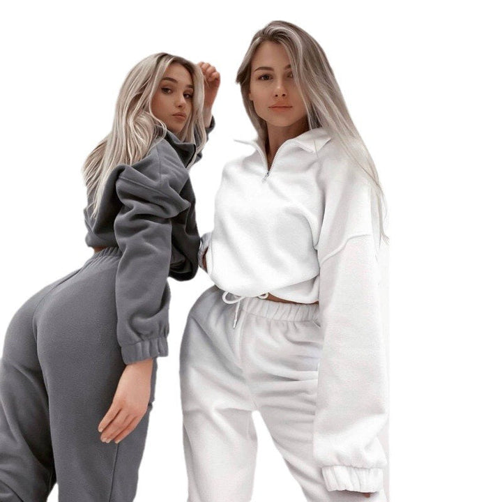Stilla | Casual Loose Zip Stand Collar Sweatshirt Sæt