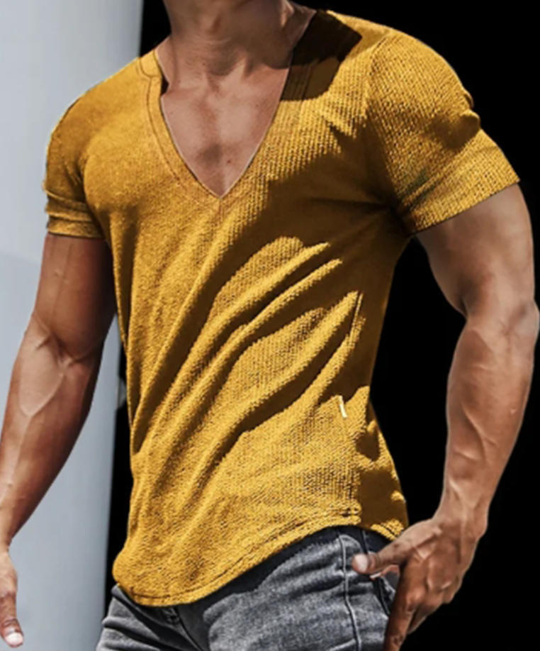 Herrernes V-hals T-shirt med struktureret stof Stilla