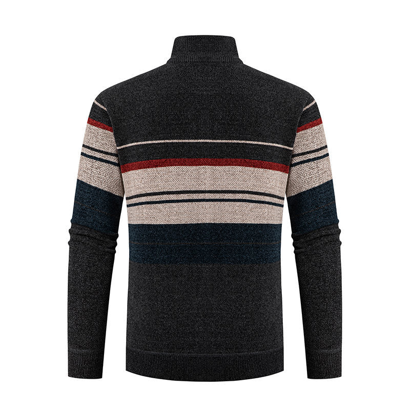 Herre Struktureret Strib Strik Zipper Cardigan Stilla