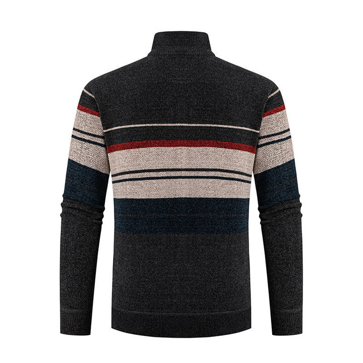 Herre Struktureret Strib Strik Zipper Cardigan Stilla