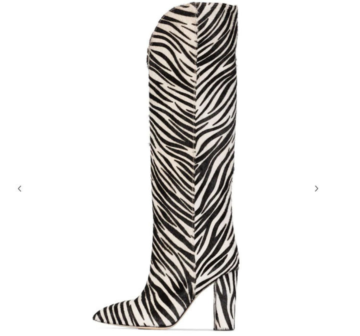 Femme Over-knæet Zebra Tryk Stiletto Støvler Stilla