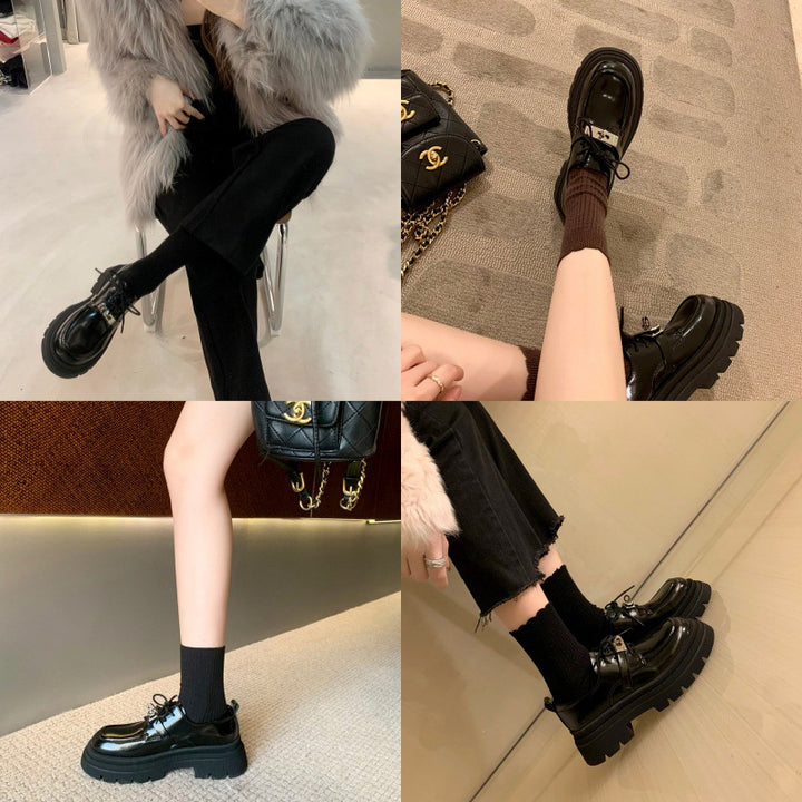 Dame Chunky Platform Snøre-Brogues med dekorativ spænde-lukning Stilla