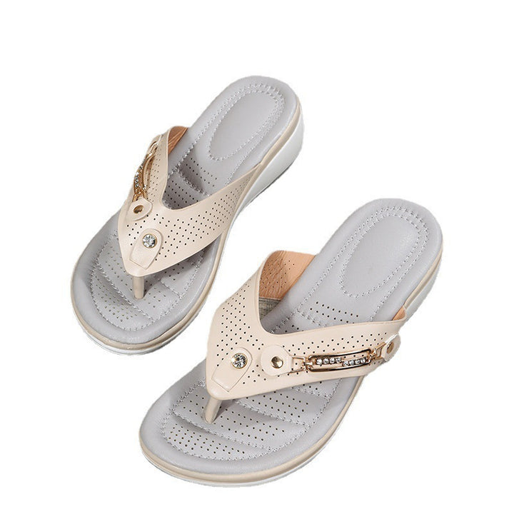 Dame komfortable tæer-skille-sandaler med modeaccentuer og ergonomisk fodseng Stilla