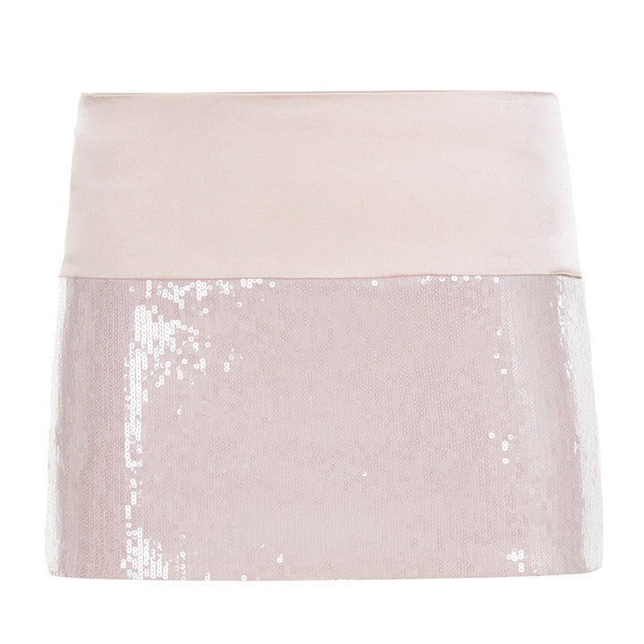 Dame mini kjole med glitrende paillet dekor Skovae