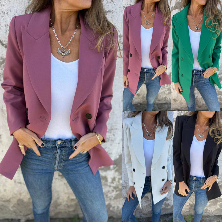 Damer elegant figurtilpasset blazer med dobbelt knaplukning og revers Stilla