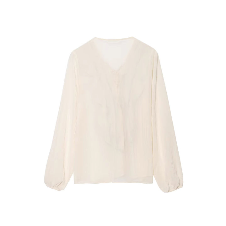 Femme Rynkebluse med Bindingsdetalje Stilla