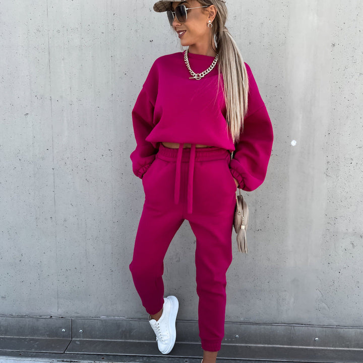 Stilla | Moderigtigt ensfarvet sweatshirt casual sæt