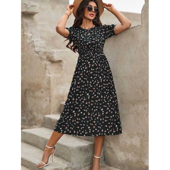 Dame Let Maxi Kjole med Blomsterprint og Smock-Talje Stilla