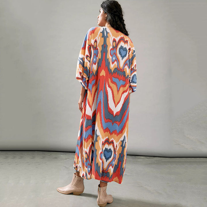 Dame Kimono-stil Strandkappe med kunstnerisk mønster Stilla
