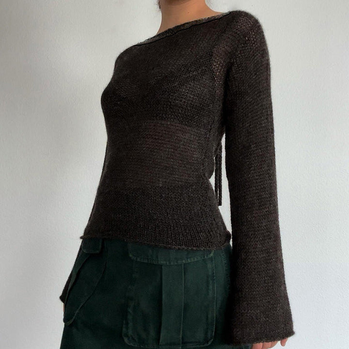 Stilla | Strikket Sweater med Klokkeærmer og Blonde