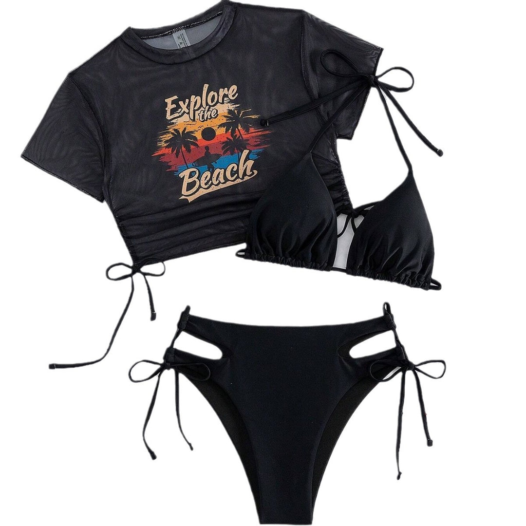 Dame bikini-sæt med gennemsigtigt top og cut-out-detaljer Stilla