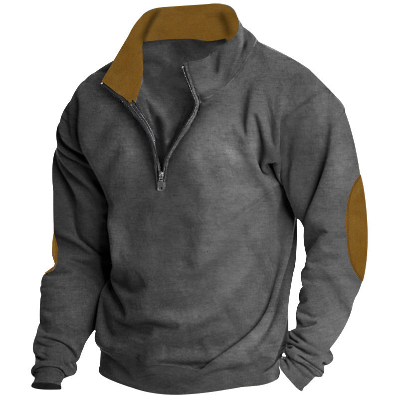 Herrer sporty fleece-pullover med høj lukket krave og lynlås Stilla