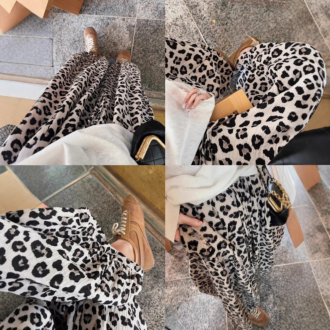 Dame Løst skåret leopardprint nederdel med elastisk talje Skovae