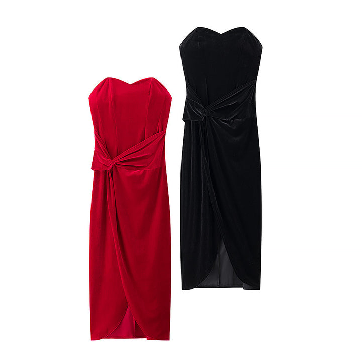 Femme Strapless A-linje Maxikjole med elegant Twist-detalje Stilla