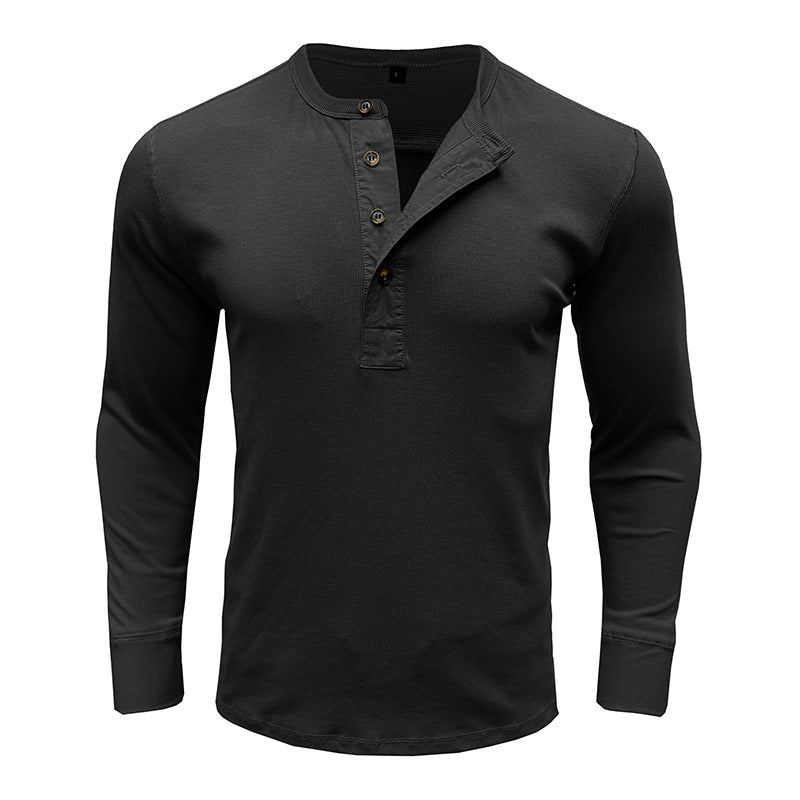 Stilla | Lange ærmer Regular fit bomuldsblanding Henley udskæring afslappet stil