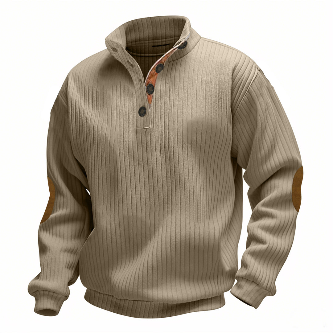 Herrer pullover med struktureret design og læderdetaljer Stilla