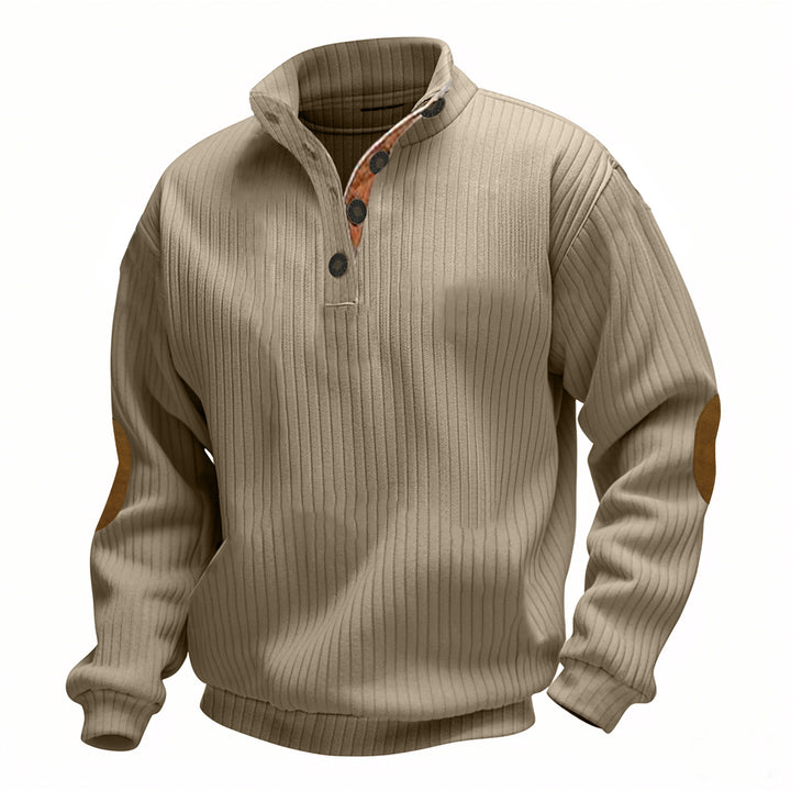 Herrer pullover med struktureret design og læderdetaljer Stilla