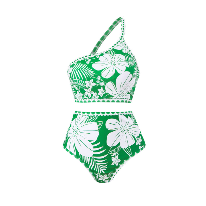 Dame bikini sæt med blomsterdesign og højt skåret talje Stilla