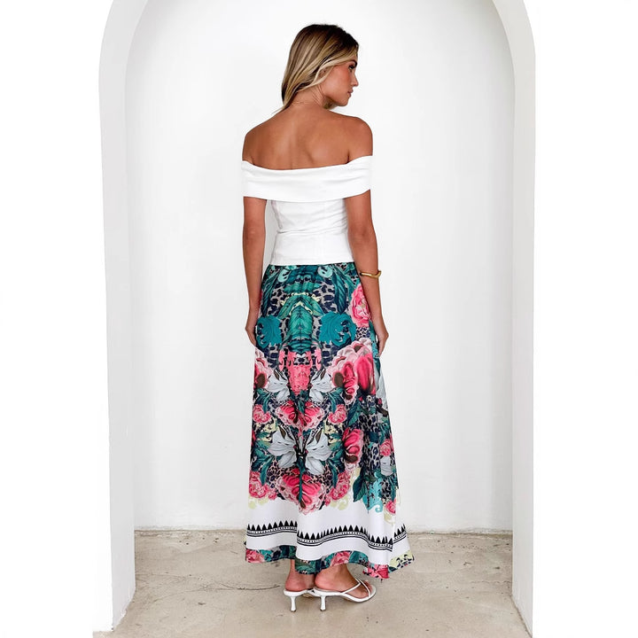 Dame maxi nederdel med blomsterprint Skovae