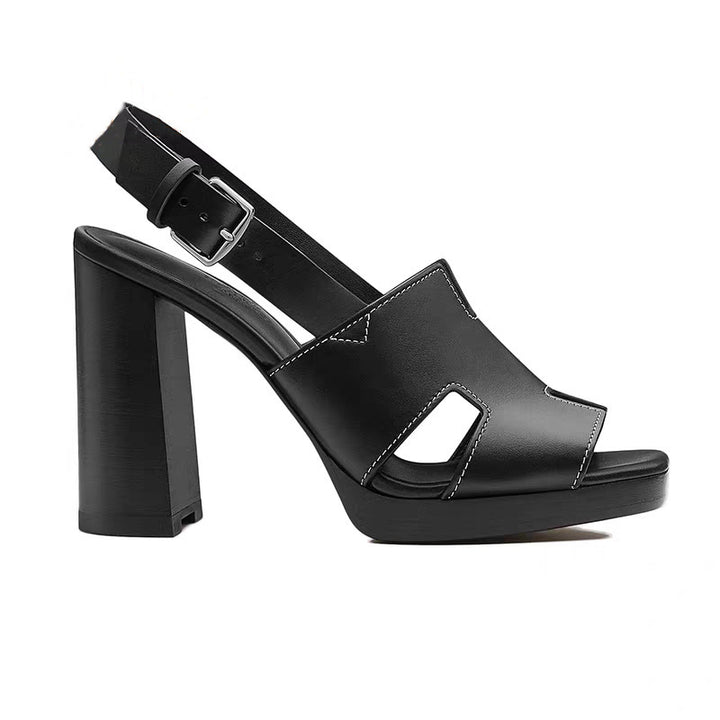 Dame Chunky Hælet Slingback Sandaler med Cut-Out Design Stilla