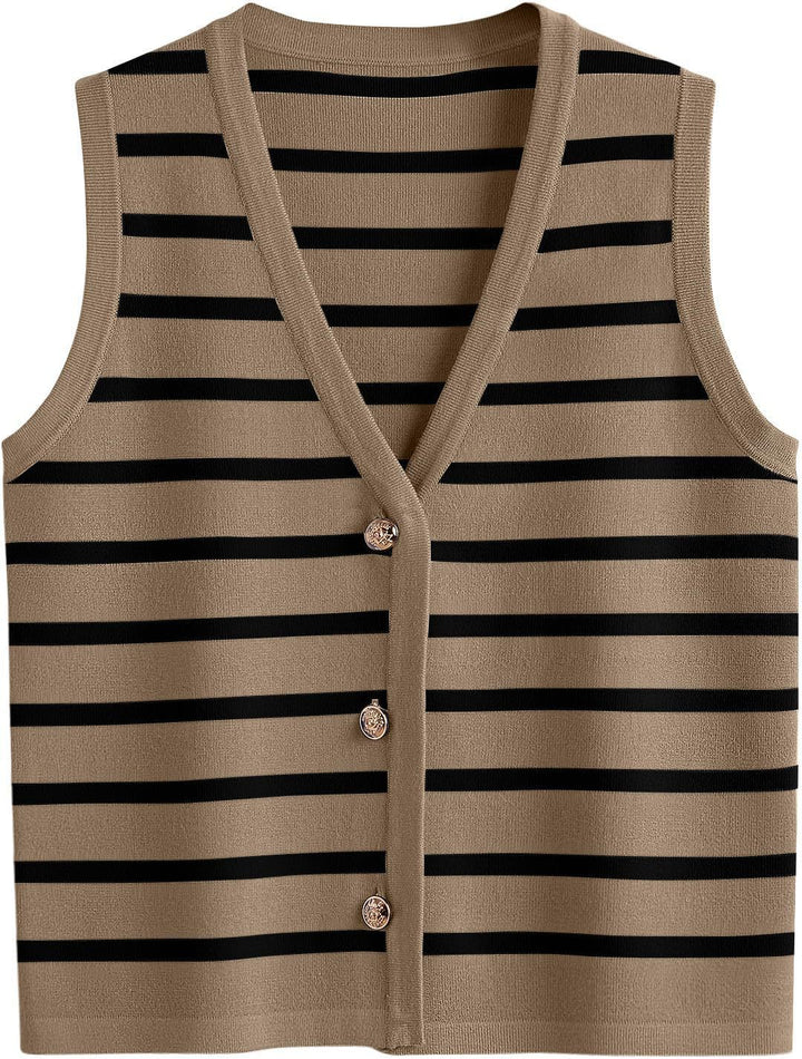 Dame strik cardigan med V-hals og knapper Stilla