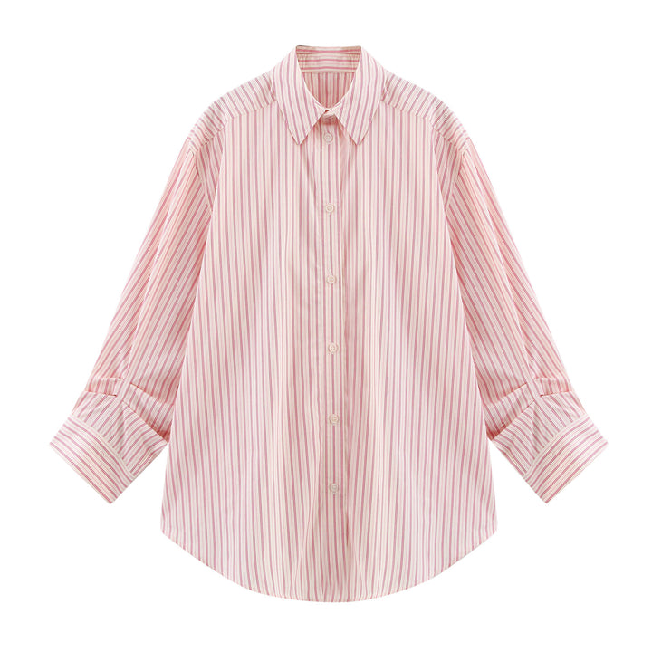 Femme Button-Up Stribet Skjorte med Løs Pasform Stilla
