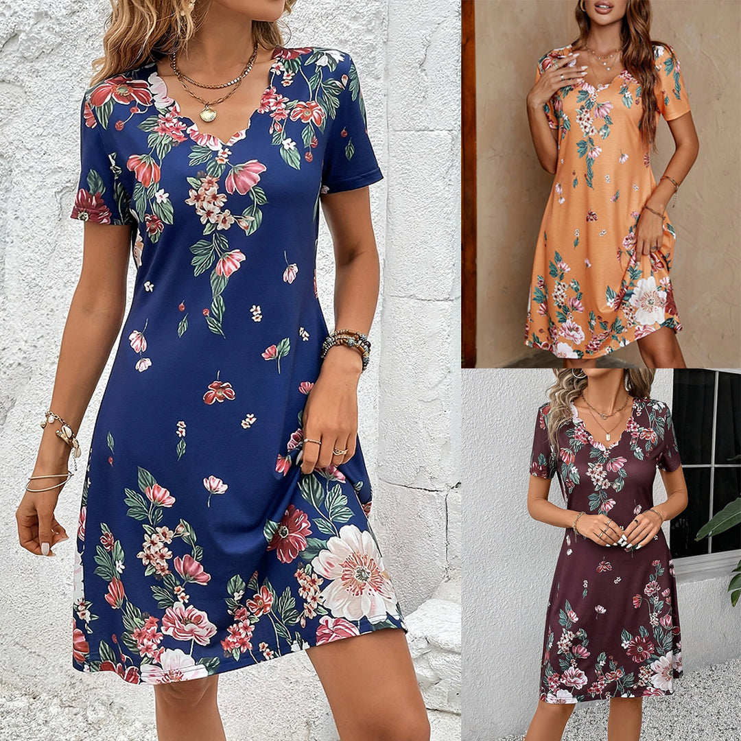 Dame Elegant sommerkjole med floralt design og afslappet snit Stilla
