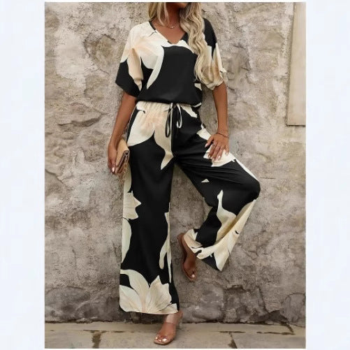 Dame Floral Print Løs Overall Stilla