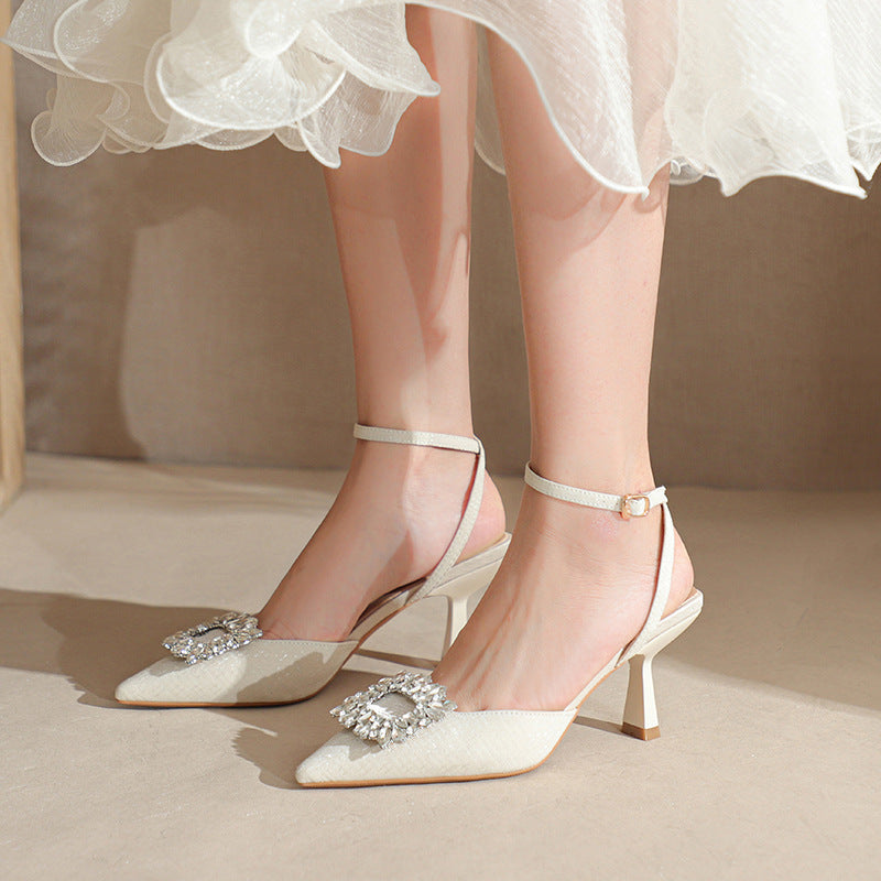 Dame elegante Slingback-High Heels med dekorativt strassdetalje Stilla