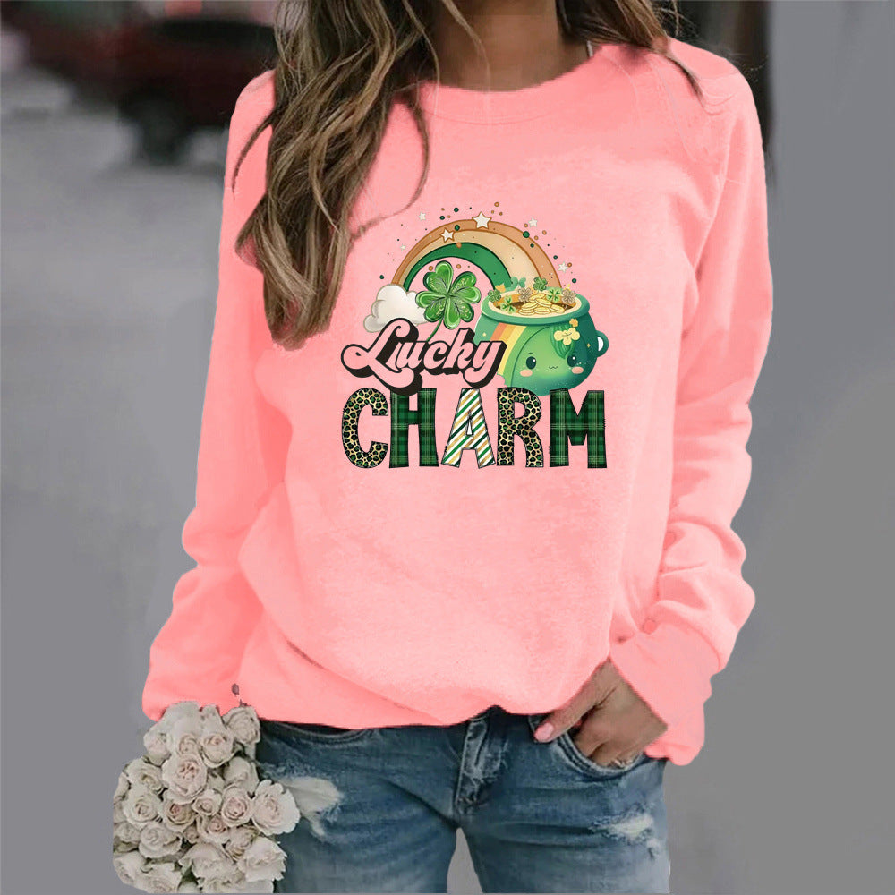 Kvinders sweatshirt med kreativt heldig motiv Stilla