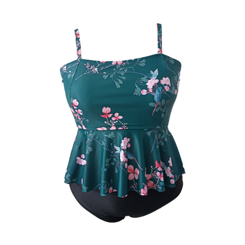 Dame Tankini med svingende nederdel og floral design Skovae