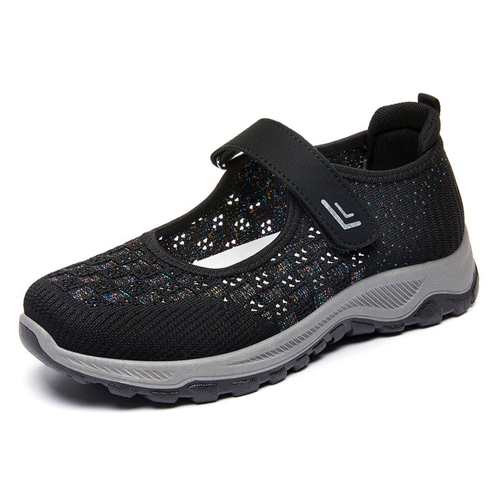 Femme Justerbare Stropper Slip-On Sportsko med åndbart Strikdesign Stilla