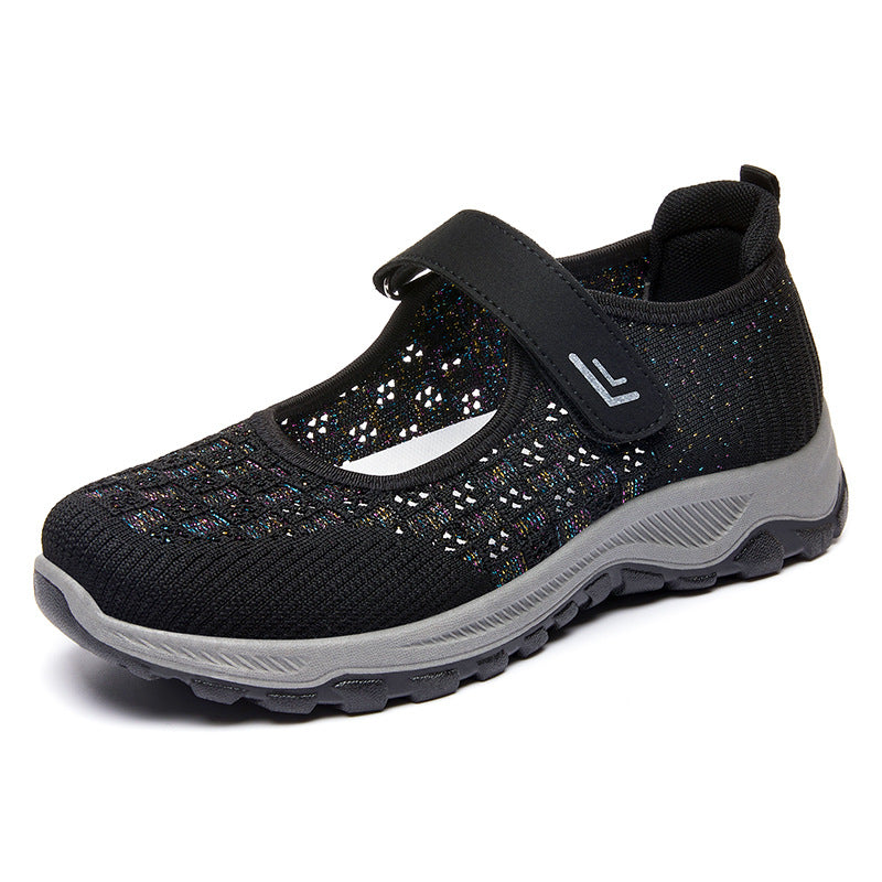 Femme Justerbare Stropper Slip-On Sportsko med åndbart Strikdesign Stilla