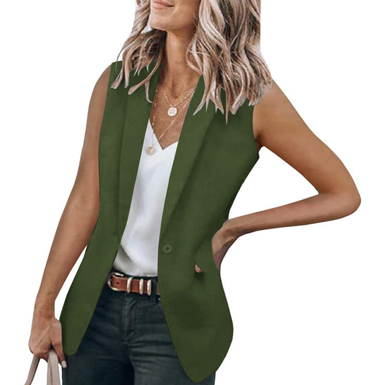 Dame ærmeløs blazer med figursyet snit og elegante detaljer Stilla