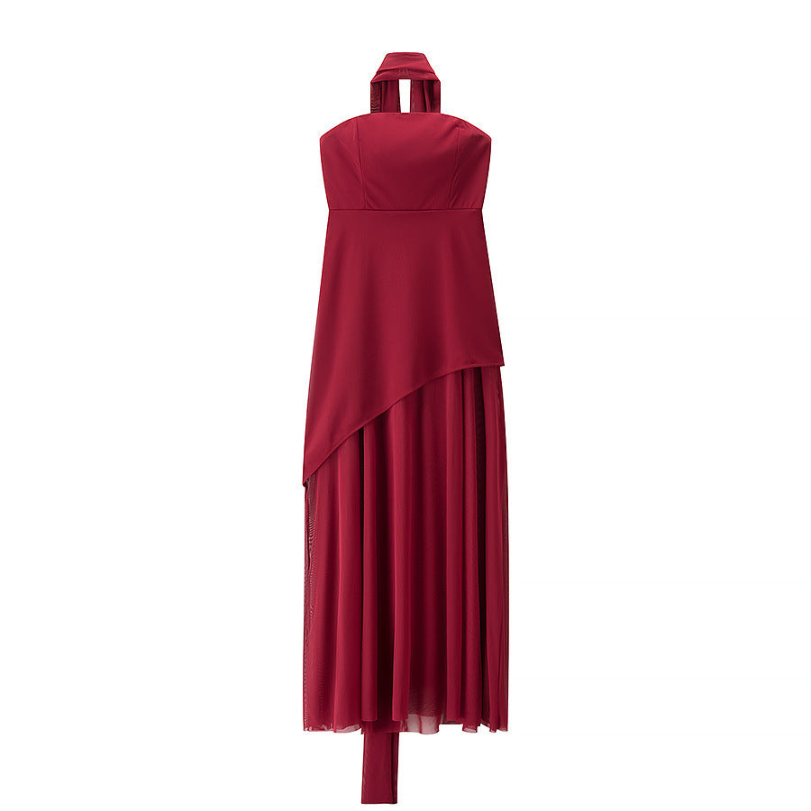 Dame Maxikjole med asymmetrisk snit og elegant drapering Stilla