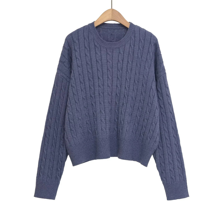 Damer strikpullover med klassisk fletmønster Stilla