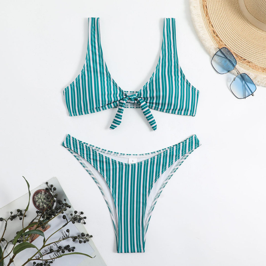 Dame Strappy Knoten-Front Bikini Sæt Stilla