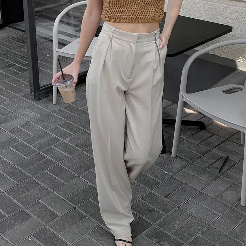Dame bred High-Waist-bukser med elegant presselinje og komfortabel pasform Stilla