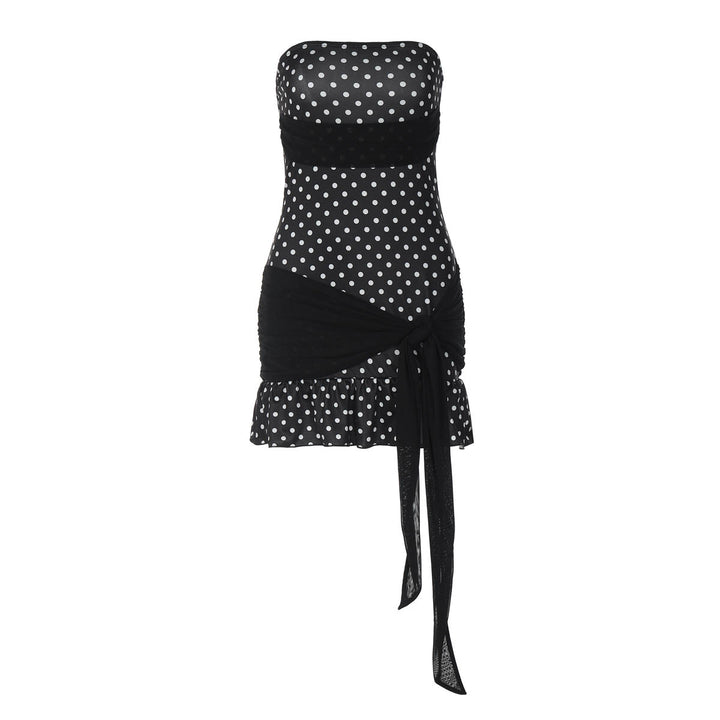 Dame Figurformet Polka-Dot Kjole med legende Vikkedesign Skovae
