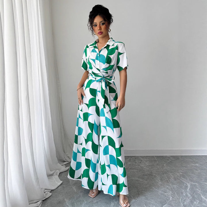 Dame Maxi-Overall med moderne geometrisk mønster Stilla