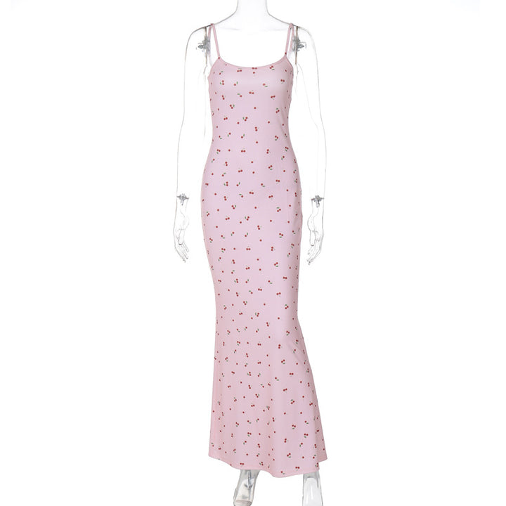Dame Elegant Maxikjole i elastisk materiale med blomsterdesign Stilla